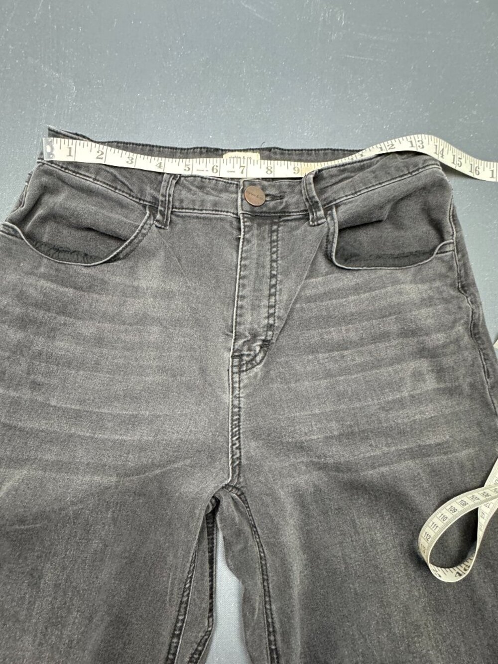 Ripton & Co Womens Size 29 Black Stretch Wide Leg Raw Hem Cargo Jeans High Rise - Picture 10 of 14